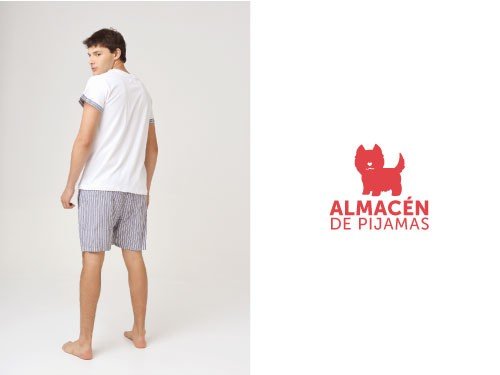 Pijama Hombre Short y Remera Corta Rayas Azul | Almacén de pijamas