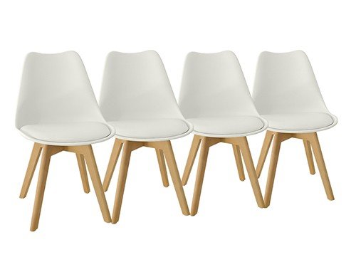 Juego 4 Sillas Comedor Diseño Nórdico Tulip Almohadón Patas de Madera