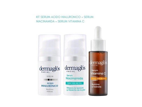 DERMAGLOS - Kit Serum Acido Hialuronico + Niacinamida + Vitamina C