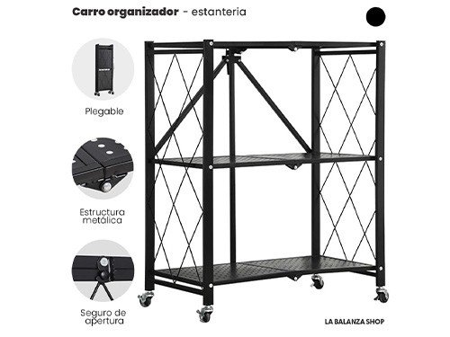 Carro organizador plegable multiuso con estantes, La Balanza Shop