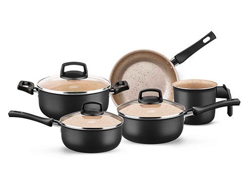 Set Batería de Cocina 5 Piezas Safira Preto con Antiadherente MTA