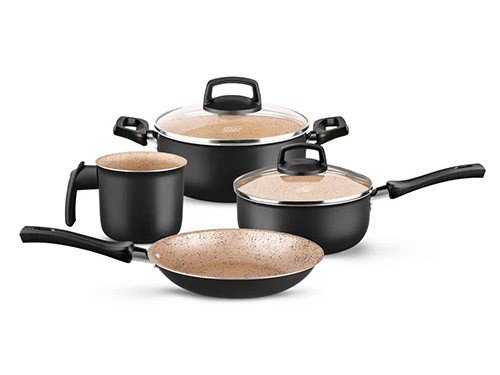 Set Batería de Cocina 4 Piezas Safira Preto con Antiadherente MTA