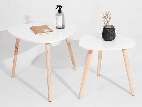 Set mesa ratona auxiliar madera nórdica living, La Balanza Shop