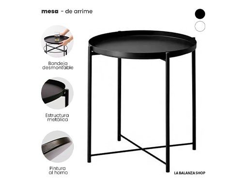 Mesa de arrime auxiliar hierro industrial con bandeja, La Balanza Shop