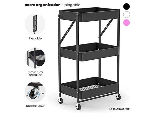 Carro auxiliar plegable multiuso metálico cocina, La Balanza Shop