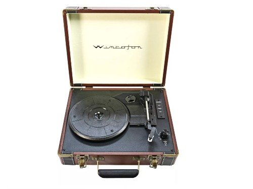 Tocadiscos Vinilo Bluetooth Vintage Portatil Winco Fon W407 Cuero