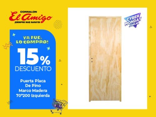 Puerta Placa De Pino Marco Madera 70*200 Izquierda