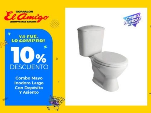 Combo Mayo Inodoro Largo Con Depósito Y Asiento