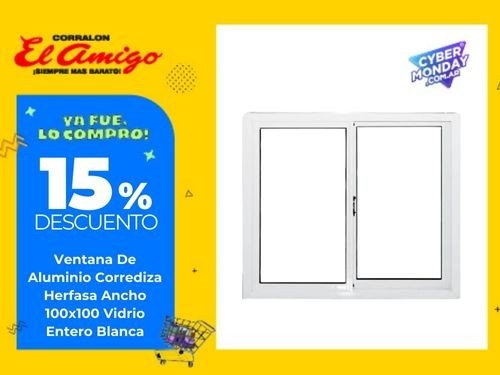 Ventana De Aluminio Corrediza Herfasa Ancho 100x100 Vidrio Entero Bca