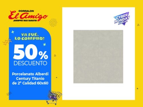 Porcelanato Alberdi Century Titanio de 2º Calidad 60x60