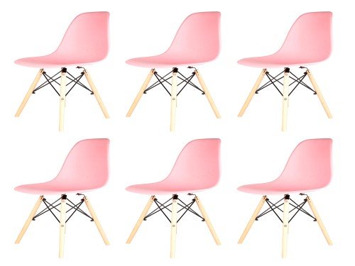 Sillas Eames Rosas x6