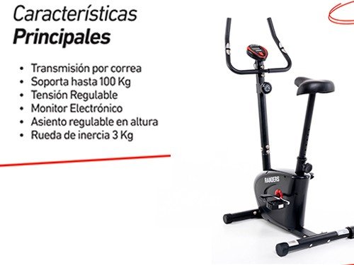 Bicicleta Randers Fija Vertical ARG-160 con 8 niveles de resistencia.