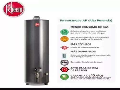 Termotanque Rheem 160lts Alta Potencia Recupera Gas Natural