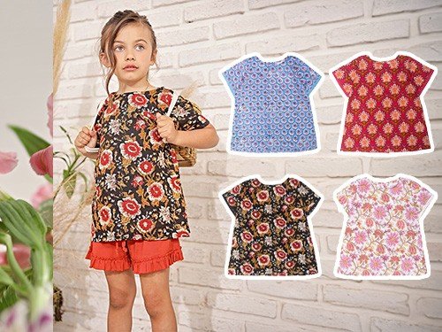 Blusa Jaya de poplín de algodón estampado-Producto importado de India