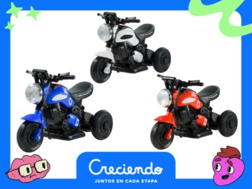 Moto Deportiva Bateria 3 Ruedas Infantil 6v Con Musica Y Luz