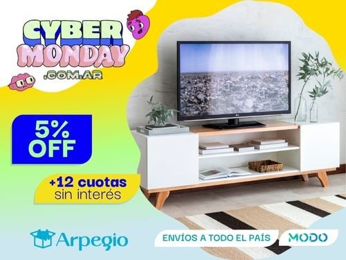 Mesa rack mueble TV led Kali 150cm moderno blanco 2 puertas