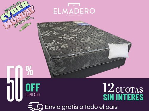 CONJUNTO SOMMIER DESEO AMBAR 2 PLAZAS 140X190 + 2 ALMOHADAS DE REGALO