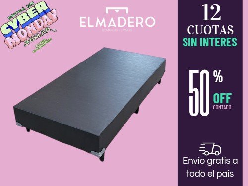 BASE SOMMIER TELA ECO CUERO 1 PLAZA 80X190