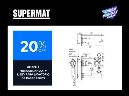 Grifería Monocomando FV Libby para Lavatorio de Pared 0206/39