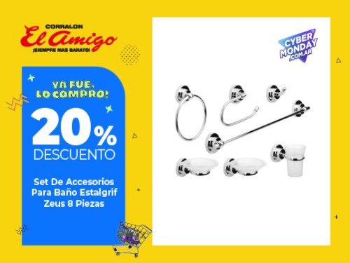 Set De Accesorios Para Baño Estalgrif Zeus 8 Piezas