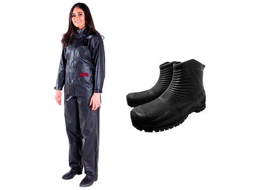 KIT DE LLUVIA PVC BRASIL MUJER ALPINA TRAJE EQUIPO PILOTO + BOTAS