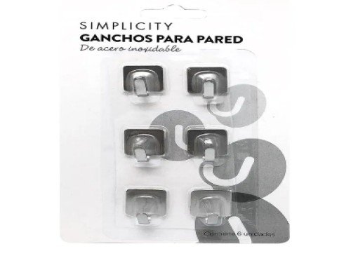 GANCHOS ACERO INOXIDABLE PARED X6 SIMPLICITY-HOME OLA2