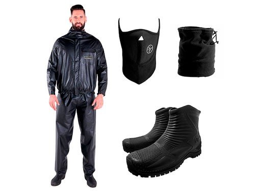 KIT LLUVIA HOMBRE ALPINA TRAJE EQUIPO PILOTO + BOTAS + CUELLO +MASCARA