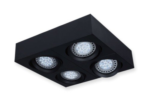 Box de Aplicar 4L Ar111 Led Blanco / Negro Caja Superficie 60W 4 Luces