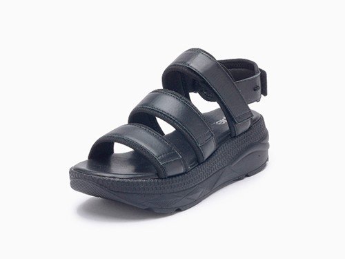 Sandalias negras de tiras anchas y confort a Pie - Cyber Oferta