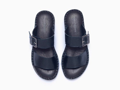 Sandalias negras con hebilla y suela confort Hush Puppies - Cyber