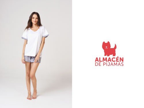 Pijama Mujer Short y Remera Corta Rayas Azul | Almacén de pijamas