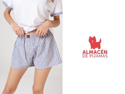 Pijama Mujer Short y Remera Corta Rayas Azul | Almacén de pijamas