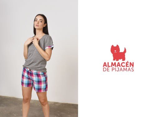 Pijama Short y Remera Corta Mujer Fucsia y Celeste Almacén de pijamas