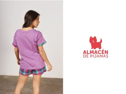 Pijama Short y Remera Corta Cuadros Verde Mujer | Almacén de pijamas