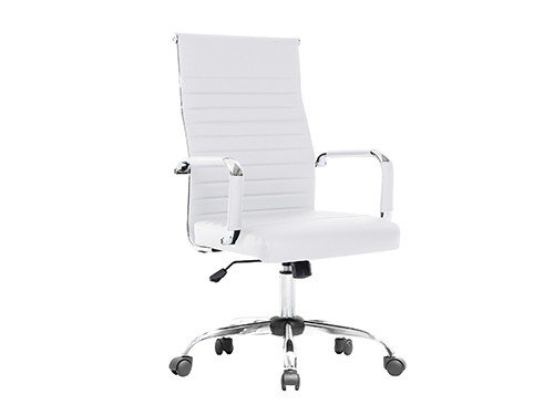 Silla Oficina JD 329H Cuero Sintetico Blanco