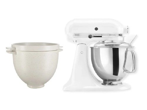 Combo KitchenAid Batidora Blanca y Aditamento Bowl para Hacer Pan