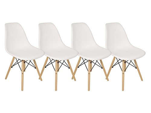 Juego 4 Sillas Comedor Diseño Nórdico Eames Patas de Madera