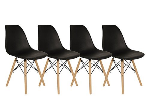 Juego 4 Sillas Comedor Diseño Nórdico Eames Patas de Madera