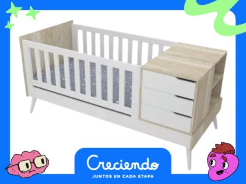 Cuna Funcional Bebe 1 Plaza Neo Nordica Baranda Desmontable