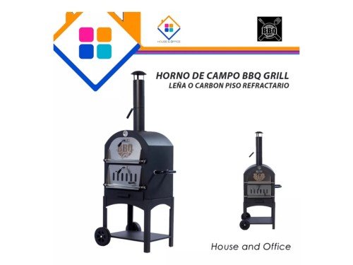 Horno de Campo BBQ Grill - con piso refractario para leña o carbón