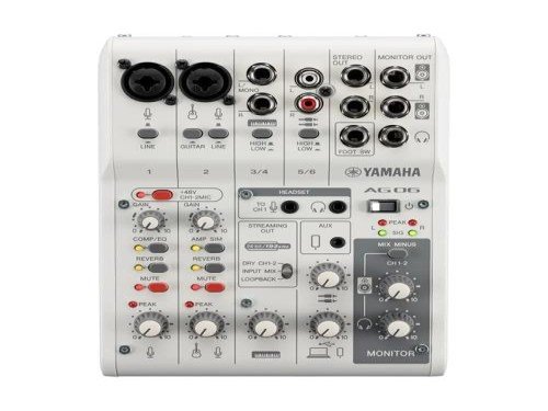 Mixer Yamaha AG06MK2W Consola Streaming 2 Canales Interface USB