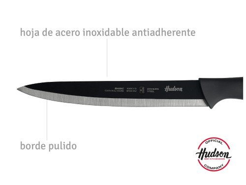 Cuchillo Chef 8'' Basic Linea Hudson Acero Inoxidable Color Negro