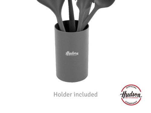 Set Hudson Seis Utensilios De Nylon Gris Oscuro Con Holder