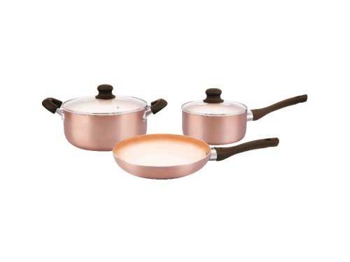 Bateria De Cocina Ceramica Antiadherente Hudson Set 5 Pcz Color Cobre