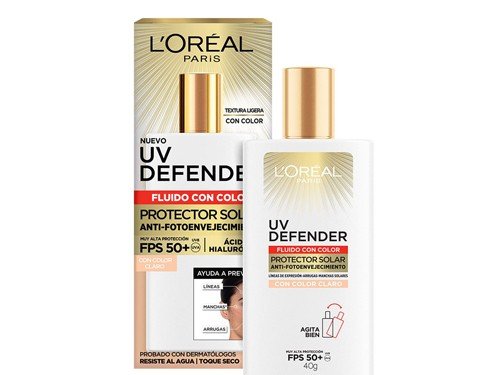 Protector Solar L'Oreal Paris Uv Defender Fluido Tono Claro FPS50+