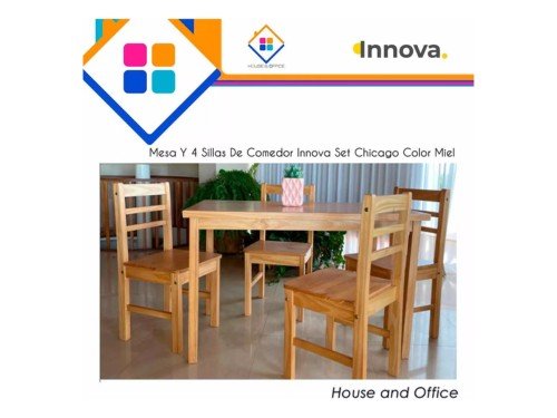 Mesa Y 4 Sillas De Comedor Innova Set Chicago Color Miel