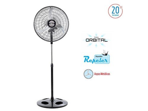 VENTILADOR DE PIE 20¨PARRILLA NEGRA ASPAS METÁLICAS VPM2016