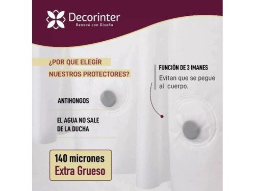 Protector de Cortina de Baño con Imanes Grueso 180x180cm Blanco 140 mc