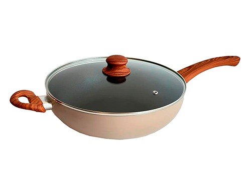 Wok antiadherente 26 cm tapa vidrio Carol