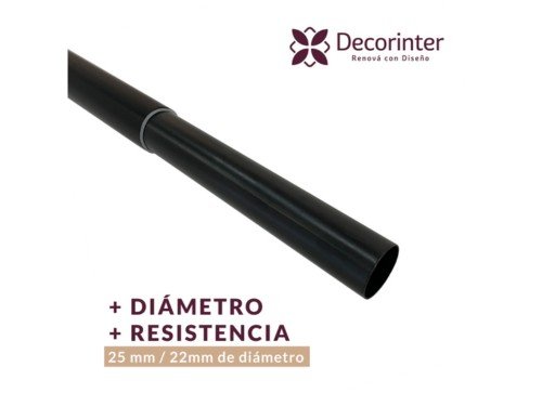 Barral Hierro Extensible Hasta 1,70 mts Odin Negro Cortinas Ambiente